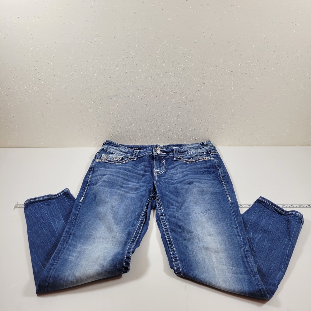 Vigoss The‎ Dallas Skinny Jeans Womens 11/12 Blue Excellent Embellished Pockets